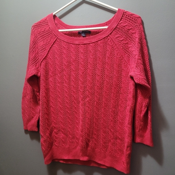 American Eagle Outfitters Sweaters - American Eagle Red Cropped Raglan Sleeve Knit Top S